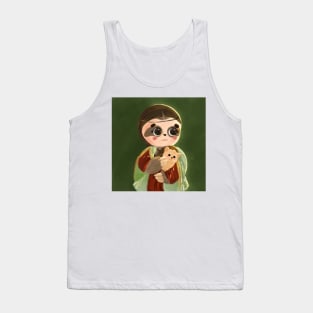 sloth with hedgehog not lady with an ermine inspired by da vinci's masterpieces Tank Top